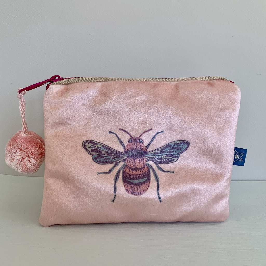 Shimmer Velvet Blush Pink Honey Bee purse