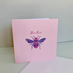 'Be Kind' Honey bee Blush Pink Design Luxury Blank Greeting Occasion Card