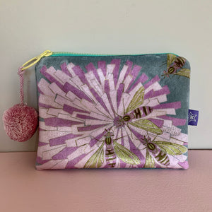 Shimmer Velvet Bees on Flower 'Grey' purse