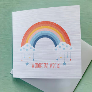 Rainbow 'Wonderful World' Design Luxury Blank Greeting Occasion Card