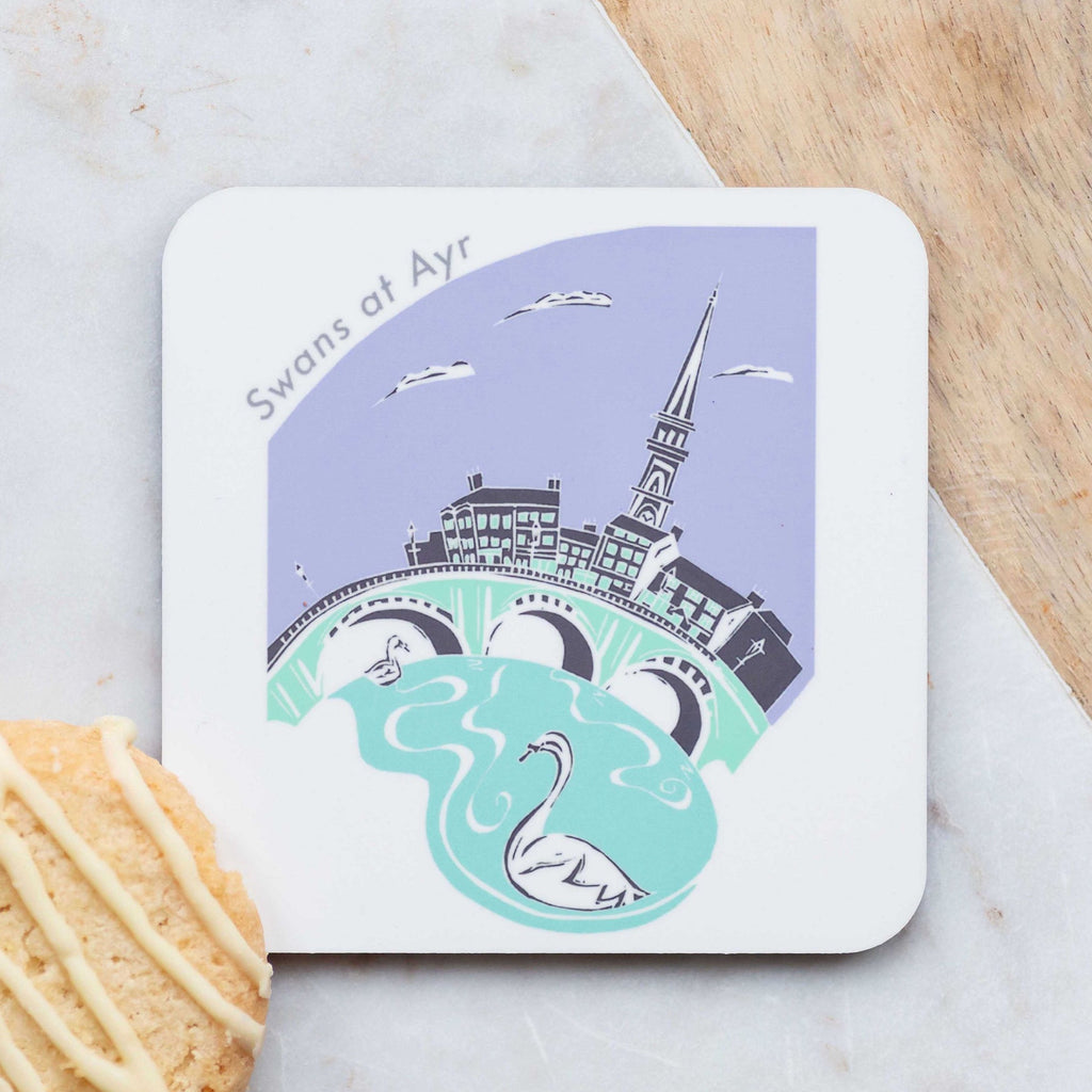 Set of 4 Cork Backed Swans at Ayr Drinks Coasters
