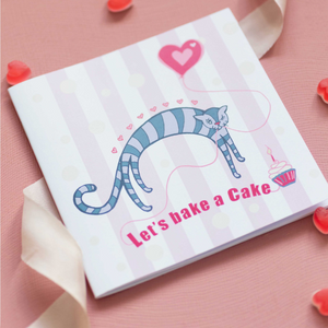 Let's Bake a Cake Kitten & Balloon Design Small Blank Notebook