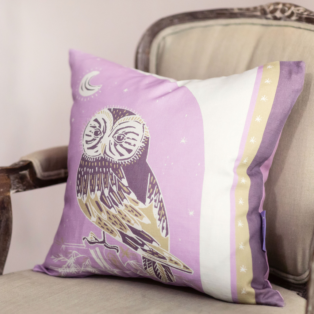 Woodland Collection Night Owl & Night Sky Design Cushion with Feather Insert