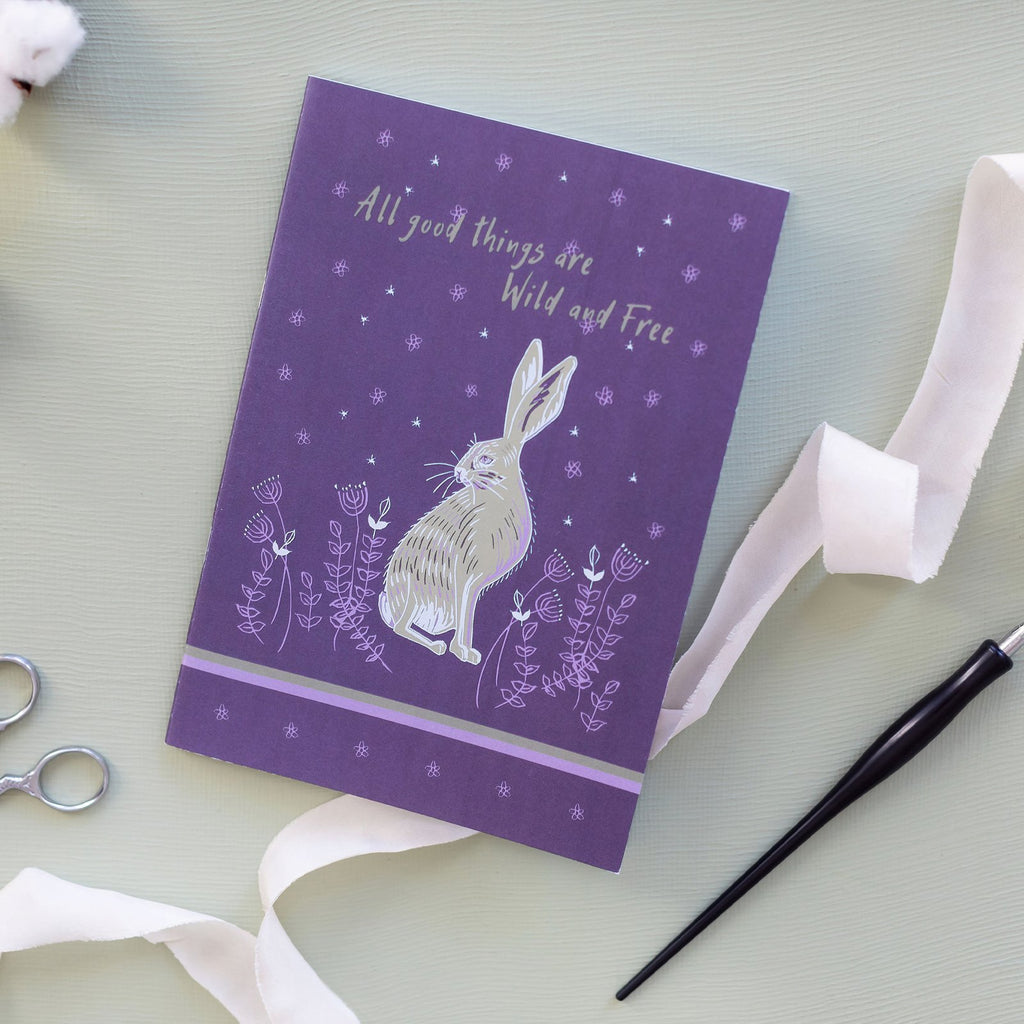 All Good Things are Wild and Free Purple Hare Design A5 Notebook