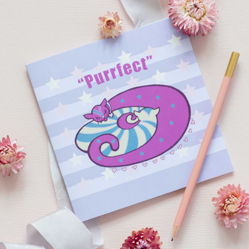 Purrfect Cat Design Small Recycled Plain Page Notebook