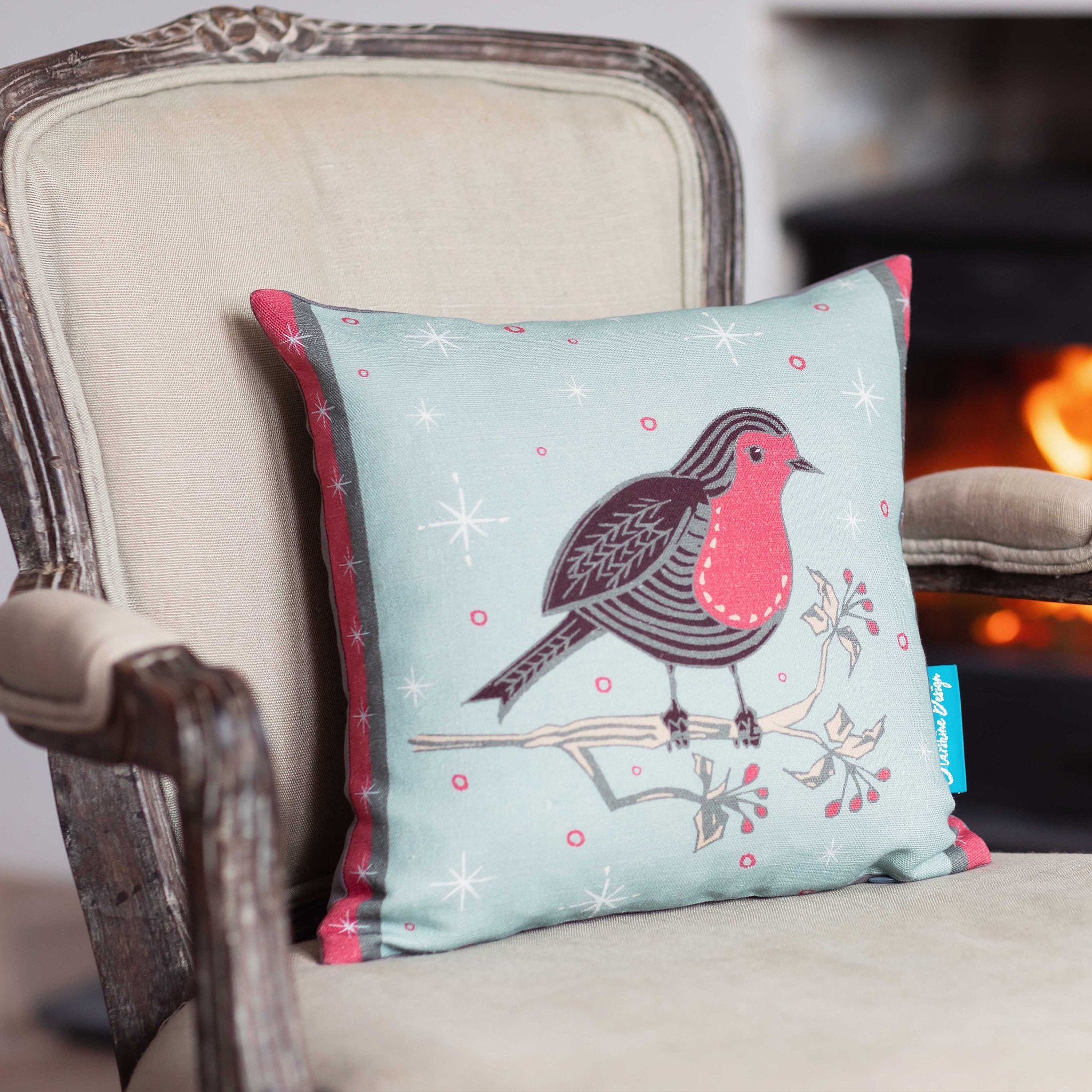 Christmas robin cushion top